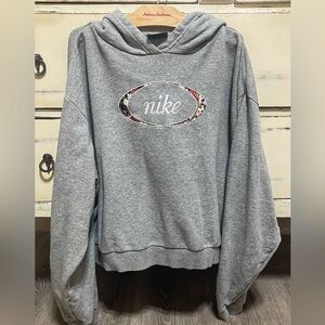 Nike Heather Gray Sweatshirt with Floral Accents